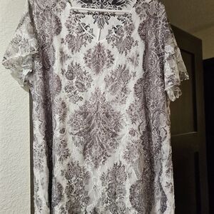 Womans Lace White And Purple Summer Top Size 2x
